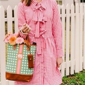 Elizabeth Wilson Pink Gingham Mini Dress with Bows